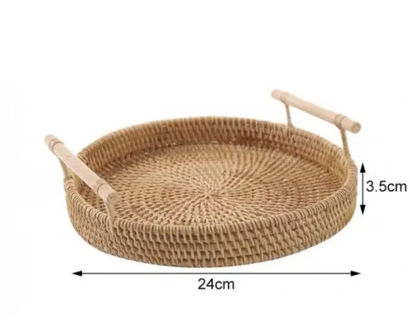 Bandeja Decorativa Para Cantinho Do Café De Rattan Redonda - ForhouseS