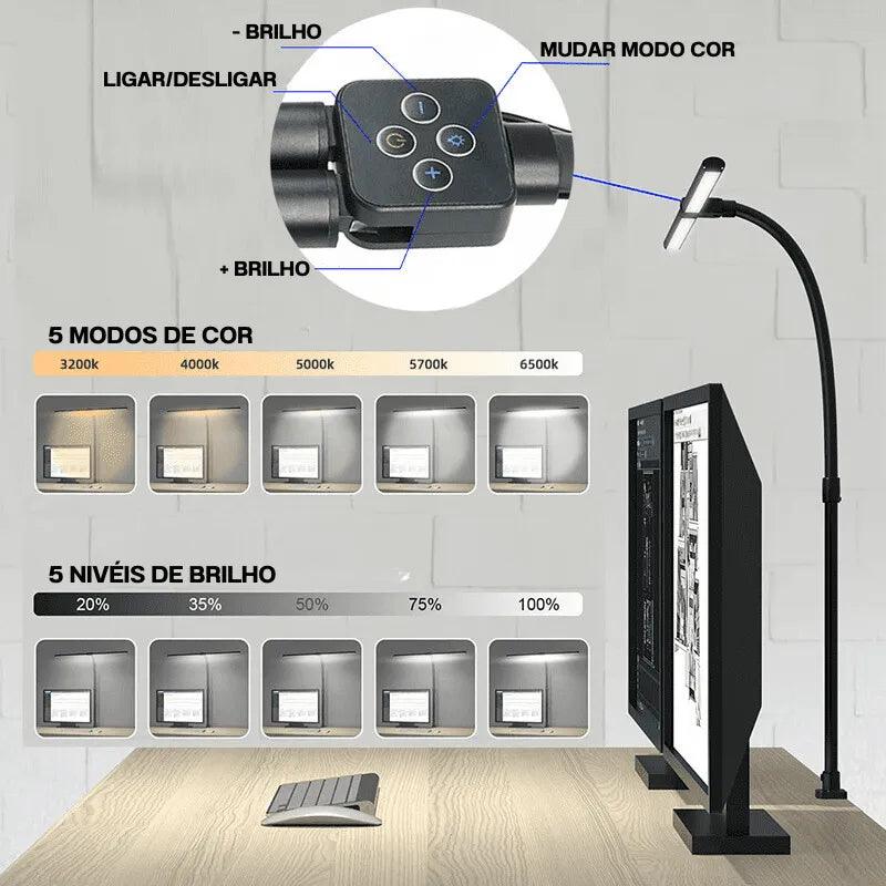 Luminária de Mesa Led Escritório Fléxivel Alumínio - ForhouseS