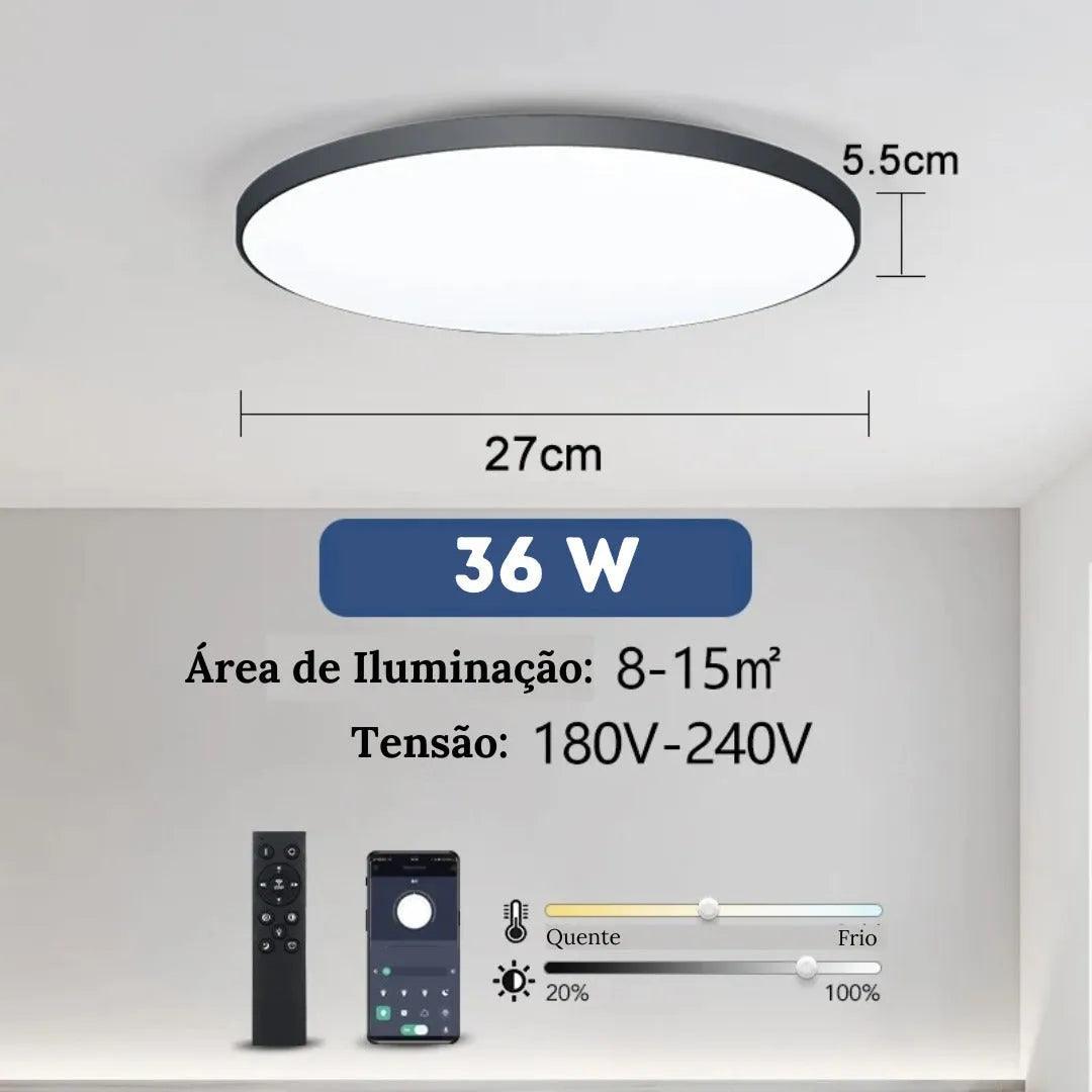 Luminária de Teto Plafon Led Sobrepor Redondo Moderno Com Controle - ForhouseS