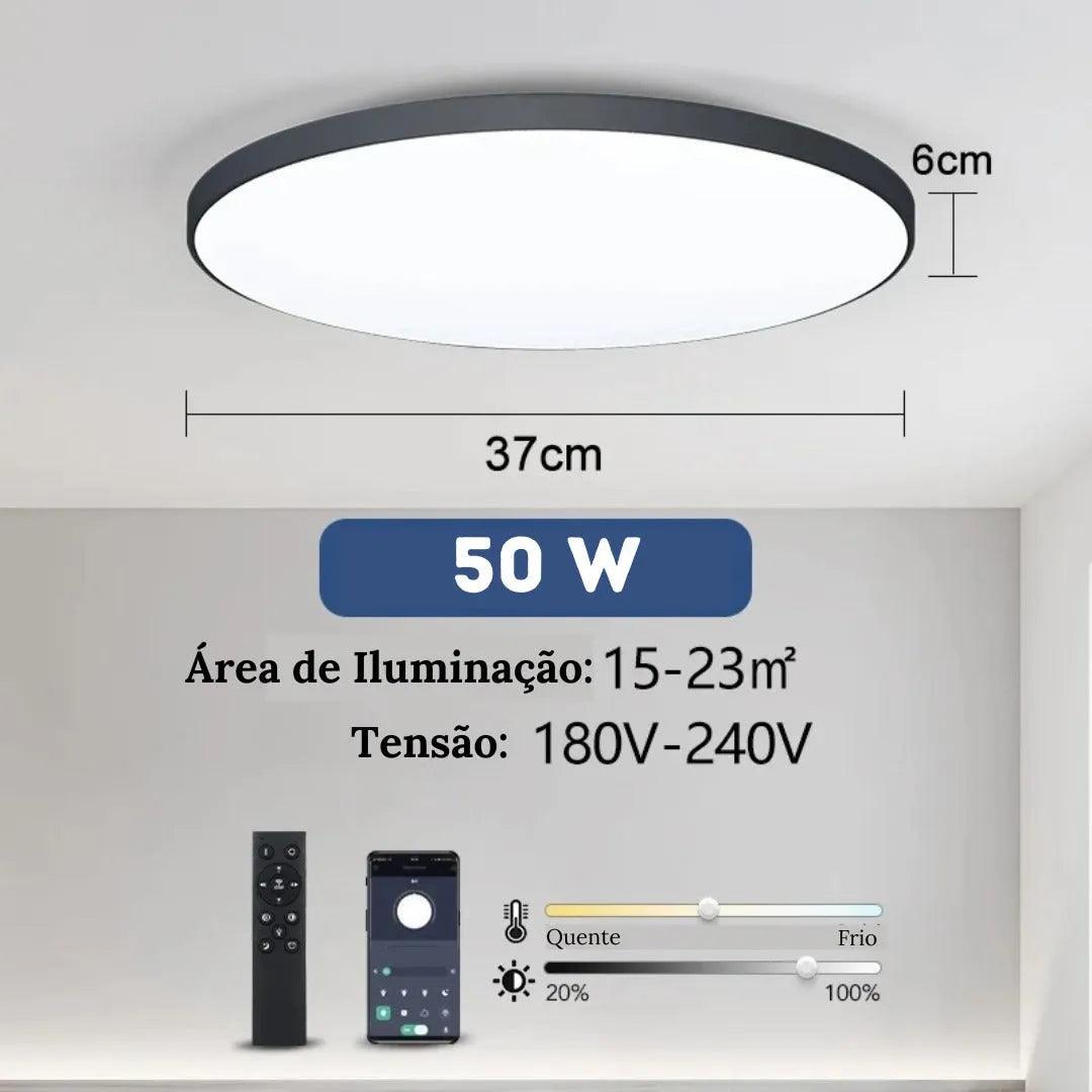 Luminária de Teto Plafon Led Sobrepor Redondo Moderno Com Controle - ForhouseS