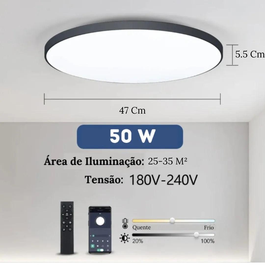 Luminária de Teto Plafon Led Sobrepor Redondo Moderno Com Controle - ForhouseS