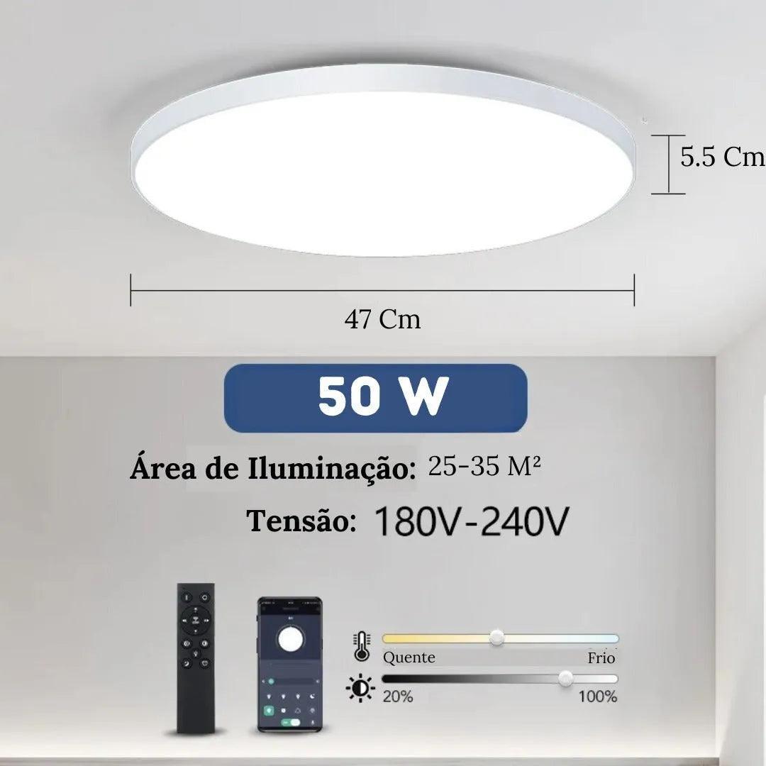 Luminária de Teto Plafon Led Sobrepor Redondo Moderno Com Controle - ForhouseS