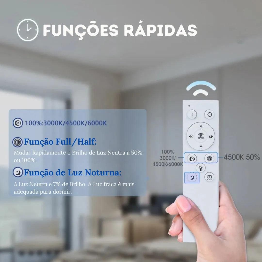 Luminária de Teto Plafon Led Sobrepor Redondo Moderno Com Controle - ForhouseS