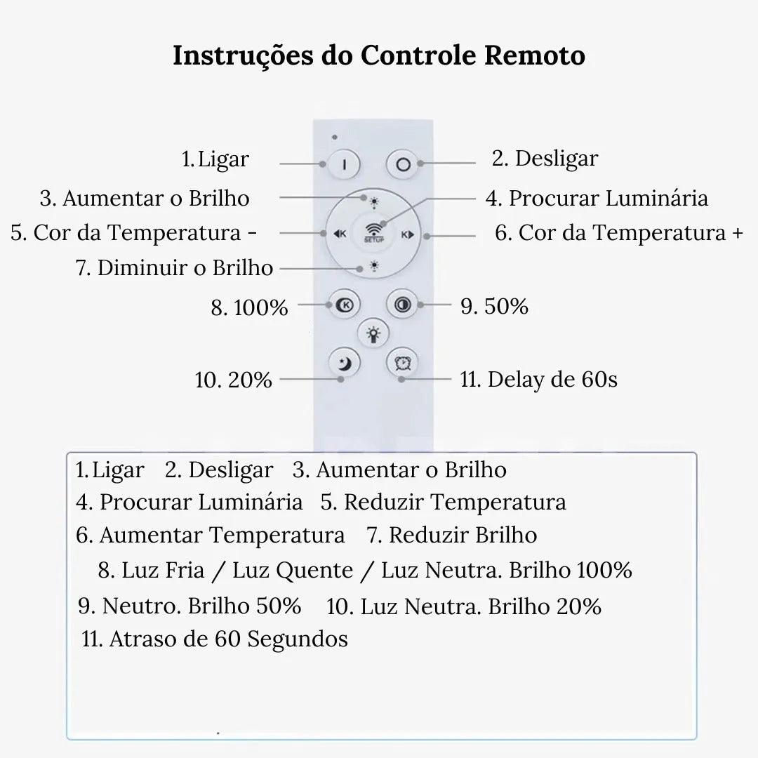 Luminária de Teto Plafon Led Sobrepor Redondo Moderno Com Controle - ForhouseS