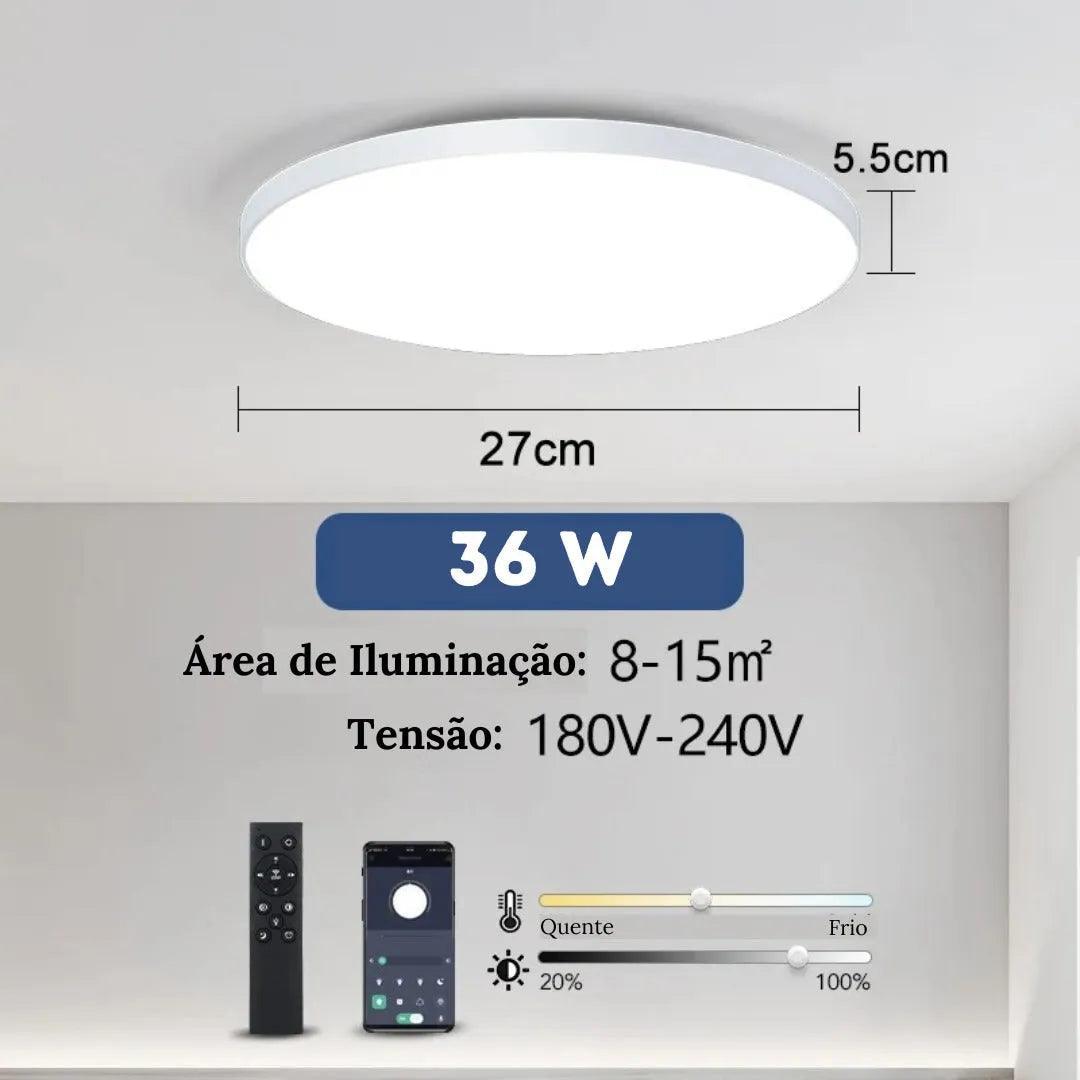 Luminária de Teto Plafon Led Sobrepor Redondo Moderno Com Controle - ForhouseS