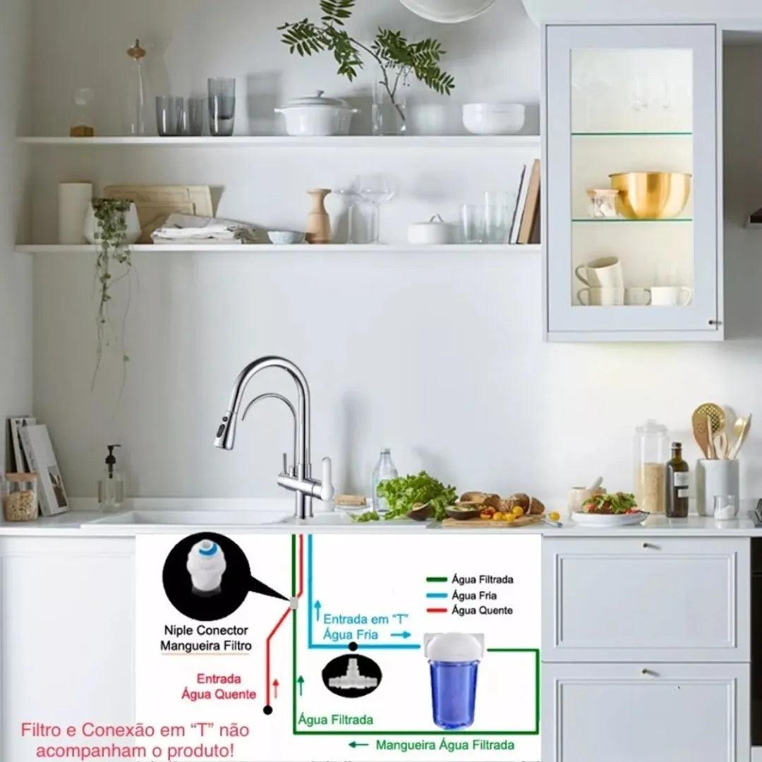Torneira Para Cozinha Gourmet Monocomando Dupla Função Filtro Jato Extensível - ForhouseS
