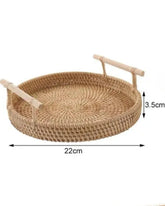 Bandeja Decorativa Para Cantinho Do Café De Rattan Redonda - ForhouseS