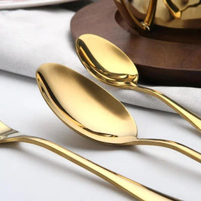 Conjunto De Talheres Dourado De Aço Inoxidável - ForhouseS