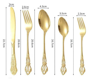 Conjunto De Talheres Dourado De Aço Inoxidável - ForhouseS