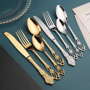 Conjunto De Talheres Dourado De Aço Inoxidável - ForhouseS