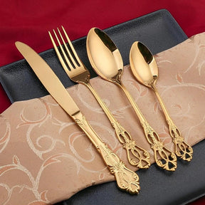 Conjunto De Talheres Dourado De Aço Inoxidável - ForhouseS