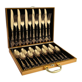 Conjunto De Talheres Dourado De Aço Inoxidável - ForhouseS