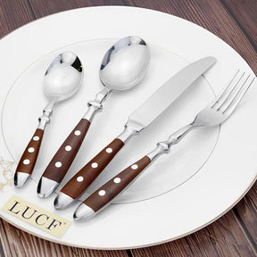 Conjunto Talheres Inox Clássicos Com Resinas Elegantes - ForhouseS