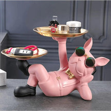 Escultura Decorativa Bandeja Buldogue Francês - Decoração para Sala - ForhouseS
