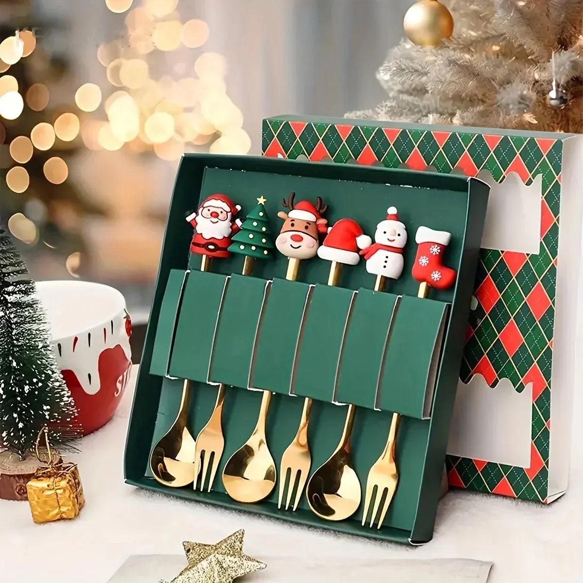 Jogo De Talheres Dourado Aço Inoxidável Especial Natal - ForhouseS