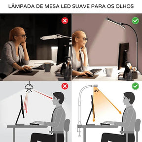 Luminária de Mesa Led Escritório Fléxivel Alumínio - ForhouseS