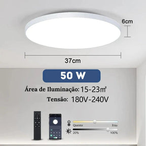 Luminária de Teto Plafon Led Sobrepor Redondo Moderno Com Controle - ForhouseS