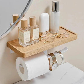 Suporte Para Papel Higiênico De Madeira Premium - ForhouseS